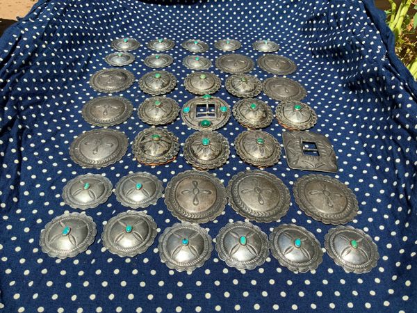 1920s SILVER AND TURQUOISE BELTS CONCHO LOT