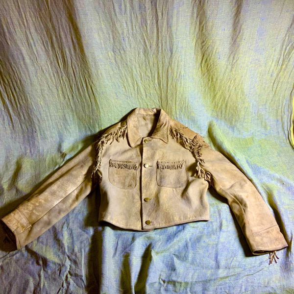 1910s REAL ANTIQUE FRINGED COWBOY LEATHER JACKET FITS a 40" CHEST
