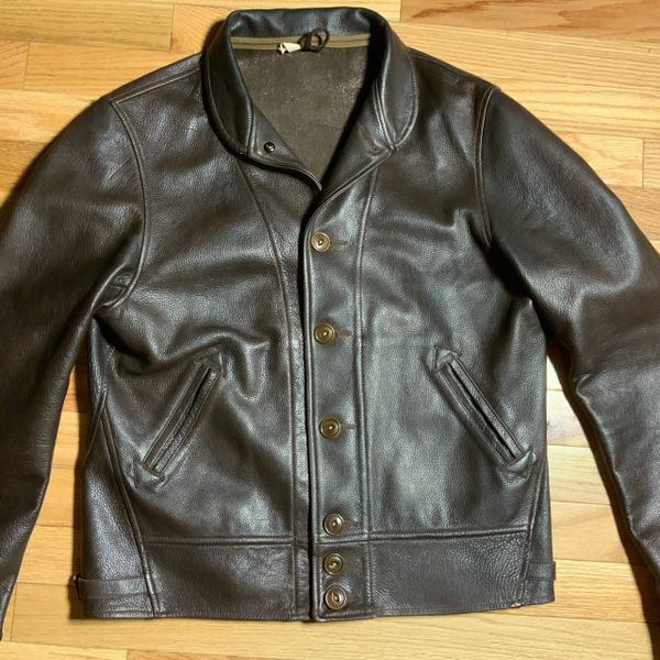 SOLD MISTER FREEDOM MEDIUM CAMPUS JACKET DARK BROWN LEATHER