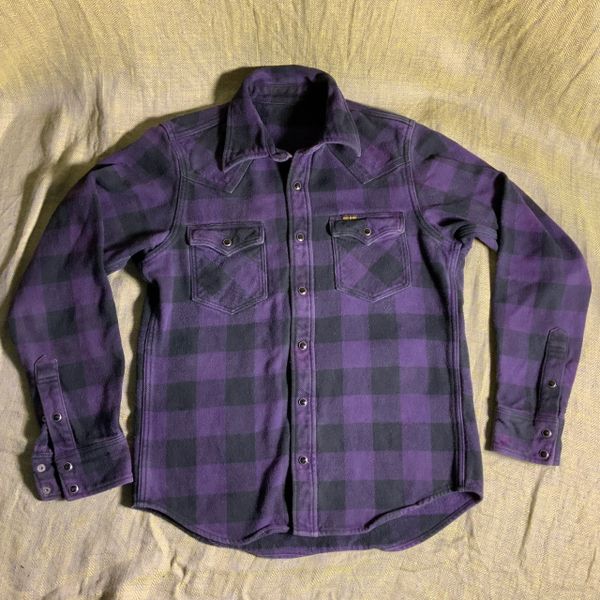 MENS IRON HEART THICK WESTERN FLANNEL PURPLE BUFFALO CHECK PLAID S SHIRT