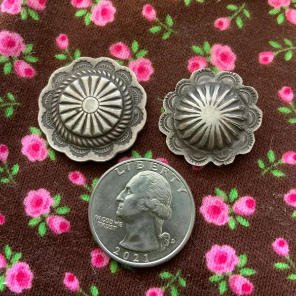 1940s ORNATELY STAMPED SILVER NAVAJO CONCHO BUTTONS