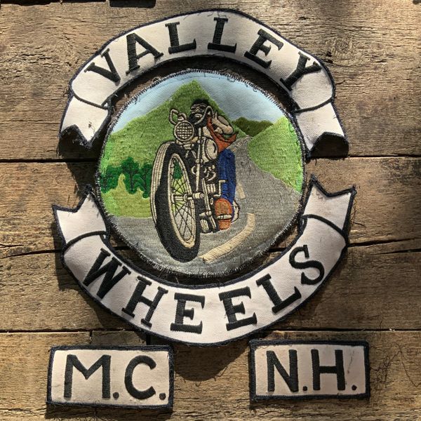 SOLD 1960s or 1970s Motorcycle Club Biker Embroidered Vest Patch alley Wheels New Hampshire Club