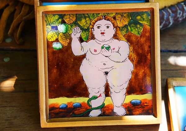 SOLD ZOFTIG BOTERO HANDPAINTED COASTERS SET