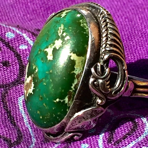 SOLD GOTHIC EDWARDIAN GARGOYLE GRIFFIN DRAGON TURQUOISE SILVER RING