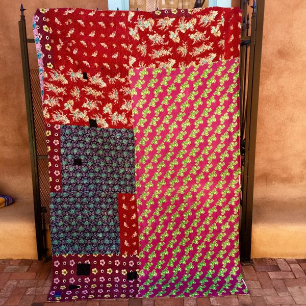 SOLD VINTAGE SARI QUILT 36