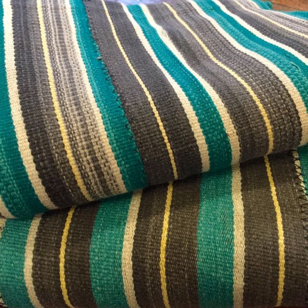 SOLD MATCHING SET of YELLOW, GREY & GREEN STRIPED 40" X 55" & 42.5" X 59"