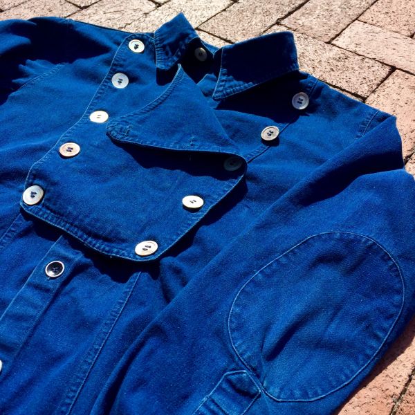 JAPANESE MADE OVERDYED REAL INDIGO DENIM WILD WEST OUTLAW SHIRT with 100 YEAR OLD BUTTONS