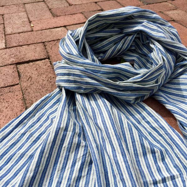 100% COTTON MARAKESH STRIPED LIGHT BLUE & WHITE SCARF