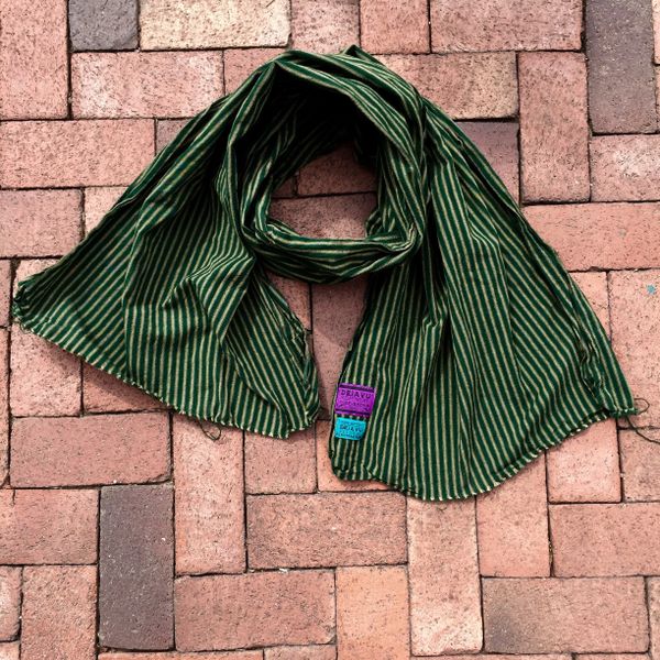 100% COTTON MARAKESH STRIPED GREEN SCARF