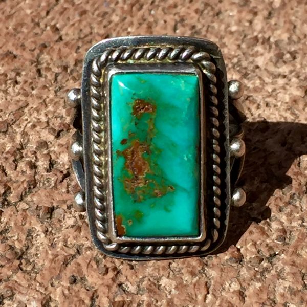 SOLD 1950s BLUE GEM TURQUOISE SILVER RING