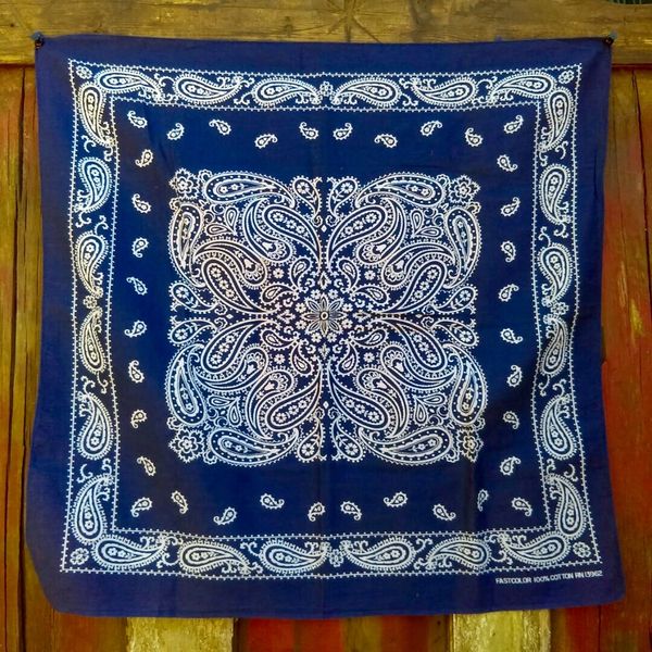 SOLD VINTAGE INDIGO BLUE BANDANNA # 1