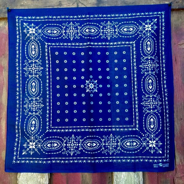 SOLD VINTAGE INDIGO BLUE BANDANNA # 4 | DEJA VU REFINERY CORPORATION