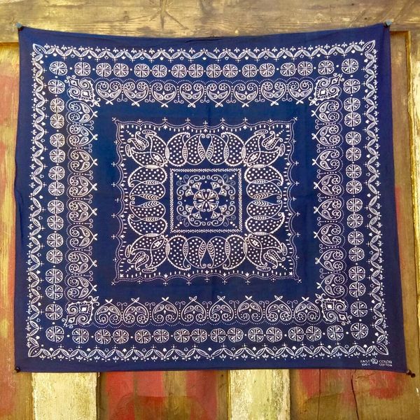 SOLD VINTAGE INDIGO BLUE BANDANNA # 8