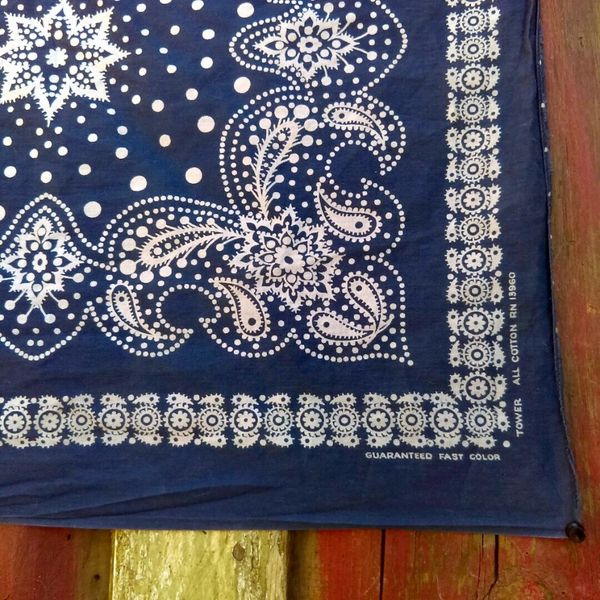 SOLD VINTAGE INDIGO BLUE BANDANNA # 9