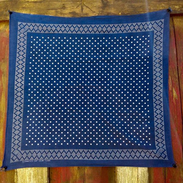 SOLD VINTAGE INDIGO BLUE BANDANNA # 10