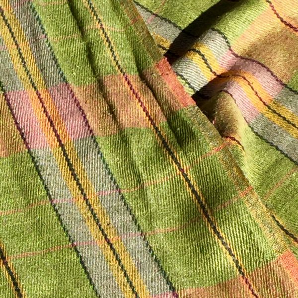 OLIVE TARTAN PLAID RUSSIAN WOVEN LINEN SCARF