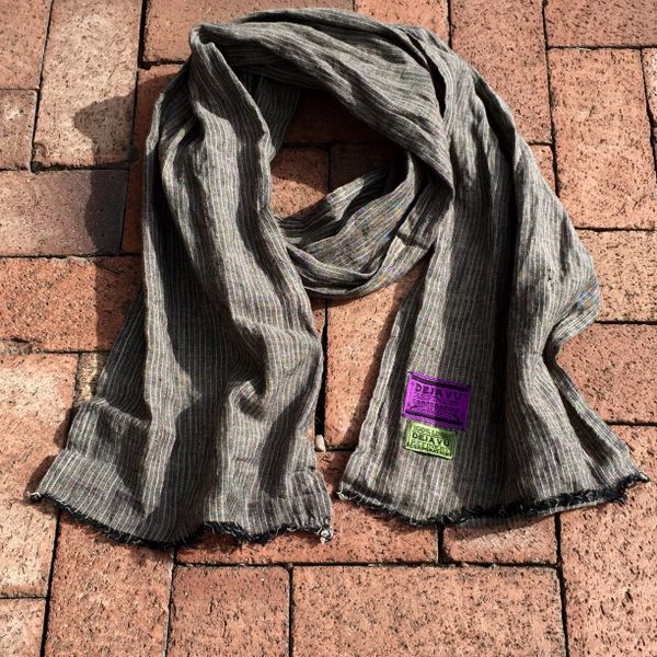 BLACK, TAN & CREAM LINEN SCARF