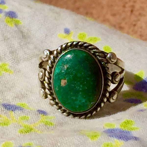 SOLD 1920s TURQUOISE INGOT SILVER RING