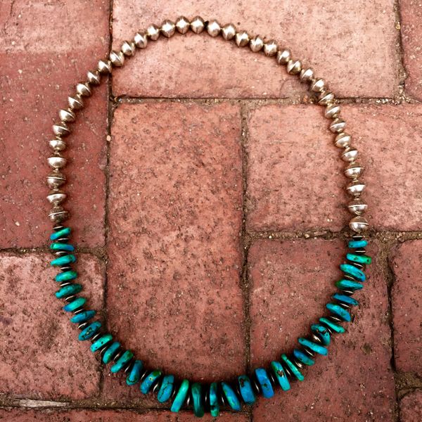 SOLD 1940s PILOT MOUNTAIN TURQUOISE TAB BEADS, 1930s BENCH BEADS & 1980s BENCH BEADS NECKLACE