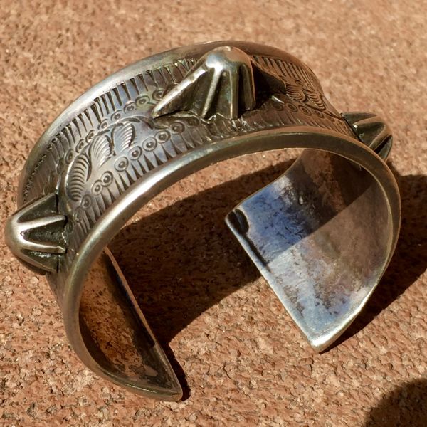 SOLD 1890s INGOT SILVER BEDOUIN SILVER RIVETED CUFF FROM EGYPT