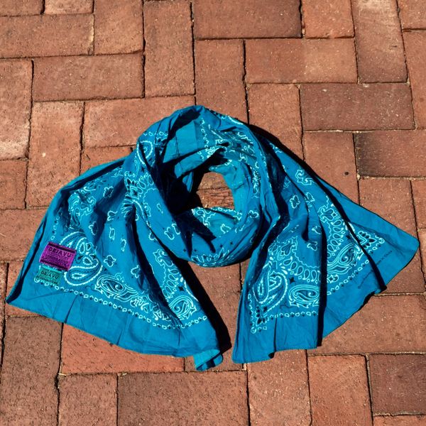 SOLD TURQUOISE BANDANNA SCARF 100% COTTON & SUN FADED ON ONE SIDE