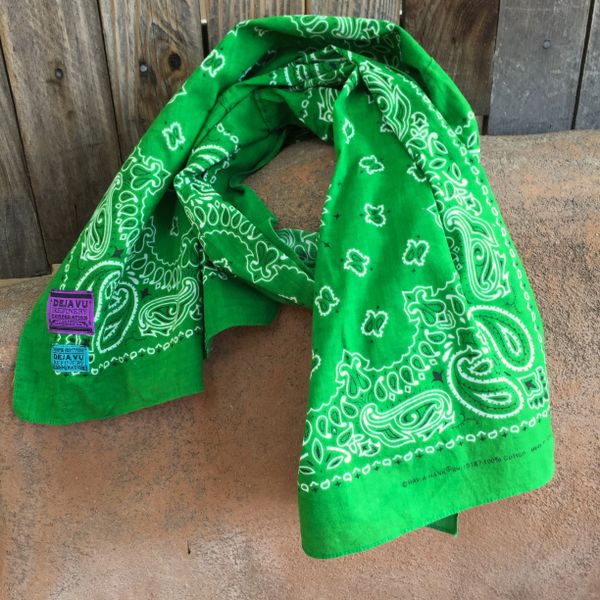 SOLD EMERALD GREEN BANDANNA SCARF 100% COTTON & SUN FADED ON ONE SIDE