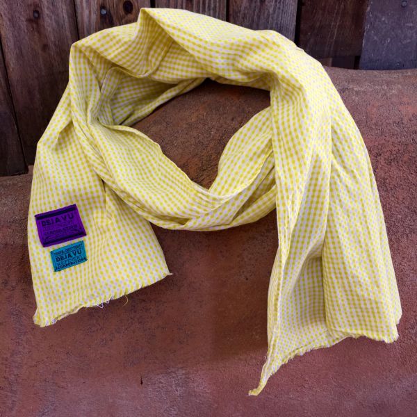 YELLOW COTTON GINGHAM SCARF