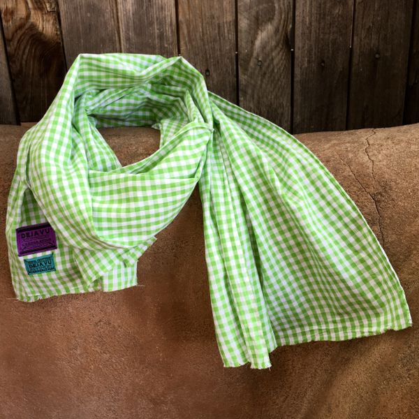 GREEN COTTON GINGHAM SCARF
