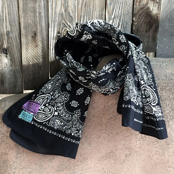 BLACK BANDANNA SCARF 100% COTTON & SUN FADED ON ONE SIDE