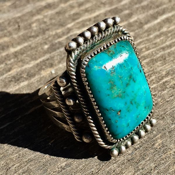 SOLD 1920s EARLIEST BLUE GEM TURQUOISE SILVER RING