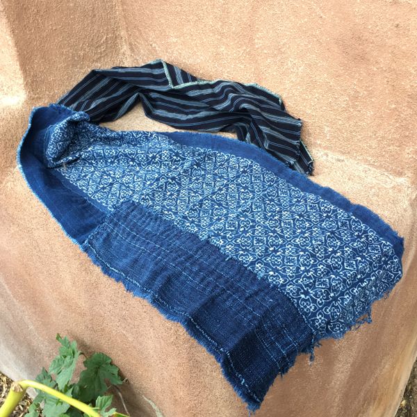 SOLD ANTIQUE INDIGO HAND WOVEN HAND SPUN HAND BLOCK PRINTED THAI JAPANESE AFRICAN SHASHIKO BORO ASCOT