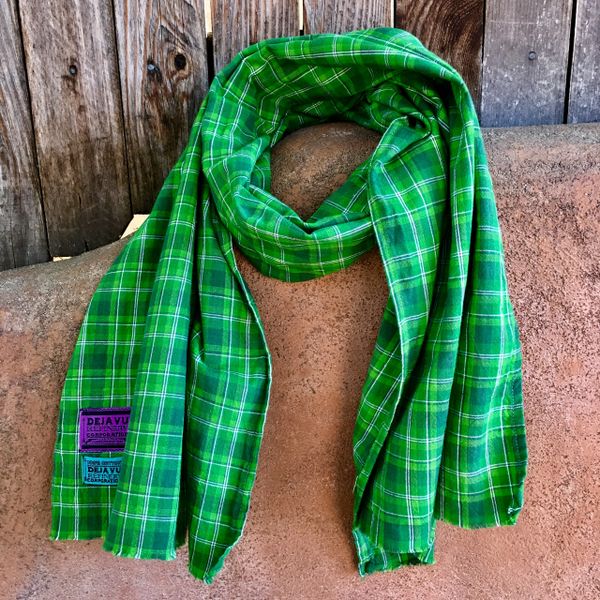 SOLD WIDE GREEN PLAID SCARF
