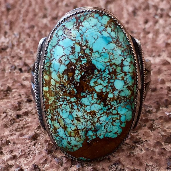SOLD 1920s SILVER & NUMBER 8 TURQUOISE ROBIN'S EGG BLUE RING