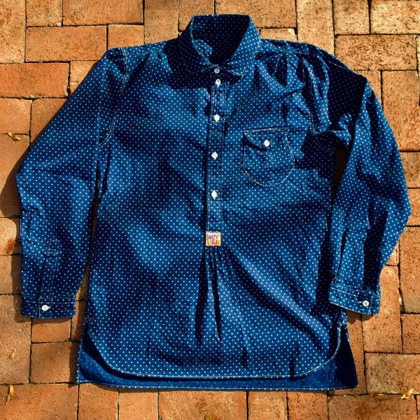 SOLD MISTER FREEDOM INDIGO POLKA DOT TWILL RENO SHIRT XL