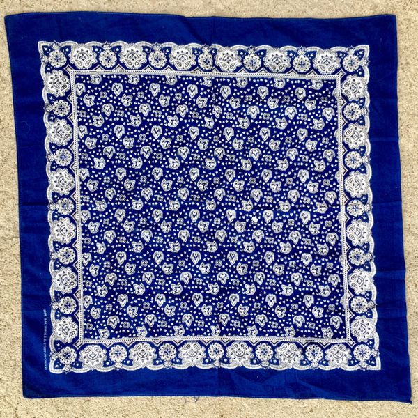 SOLD 1930s INDIGO BUSY FLORAL BANDANNA