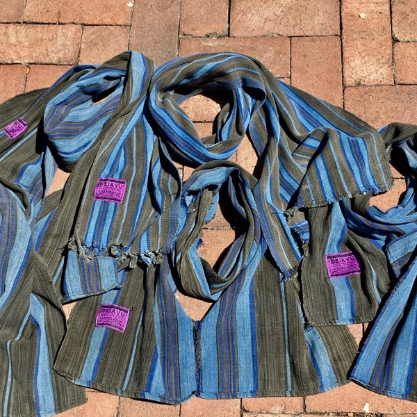 1900s SLIM HAND DYED INDIGO BROWN & BLUE SCARF