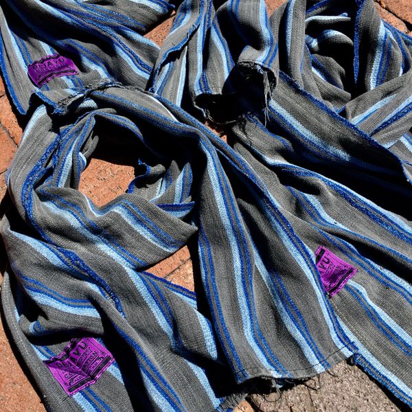 1900s SLIM ZOOT SUIT STYLE HAND DYED INDIGO BROWN & BLUE SCARF