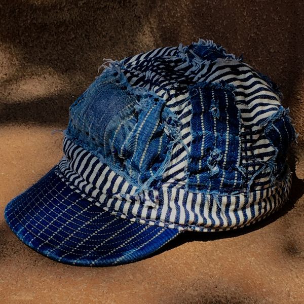 SHASHIKO BORO RRL DEPRESSION ERA STRIPED & WABASH DENIM CAP