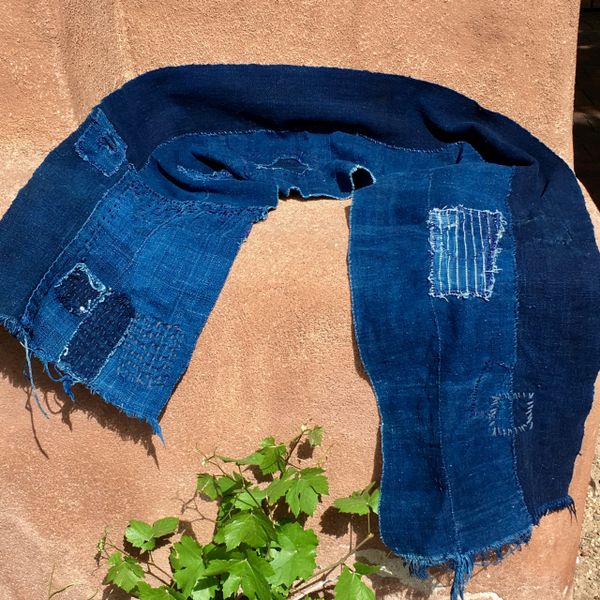 THICK LONG WASBASH DENIM PATCHED SHASHIKO BORO ANTIQUE INDOGO SCARF