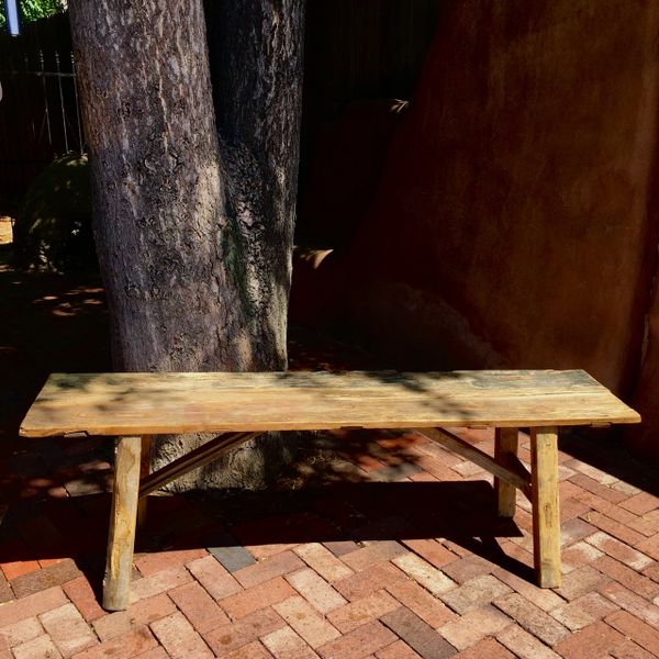 SOLD EXTRA STURDY ANTIQUE BOARDS CONTEMPORARY CONSTRUCTION ASIAN LONG PRIMITIVE BENCH