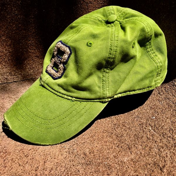 SOLD ABERCROMBIE THICK TWILL BASEBALL CAP GRASS GREEN CHENILLE 8 EMBROIDERED BACK