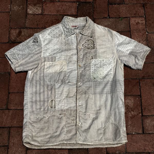 SOLD KAPITAL KOUNTRY SOLD ANTIQUE FABRIC BORO SHORT SLEEVED SHIRT