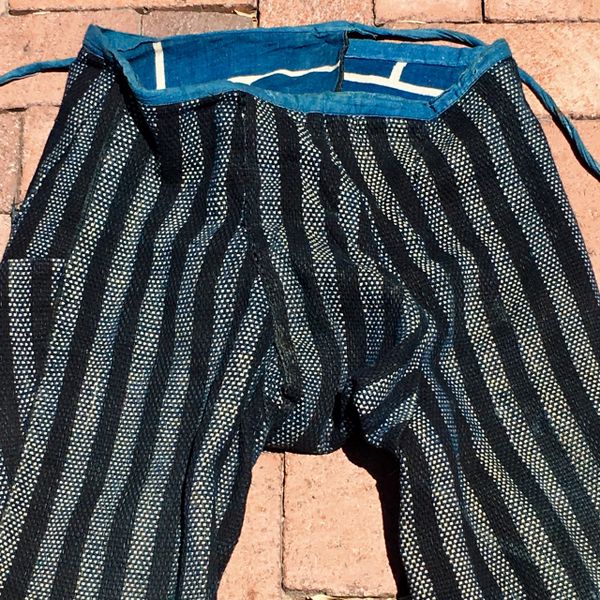 SOLD 1940s JAPANESE STRIPED INDIGO SHASHIKO FIREMAN'S PANTS