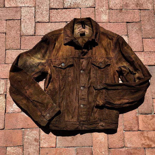 SOLD ABERCROMBIE DISTRESSED AGED COFFEE COLD WEATHER CORDUROY JACKET LARGE