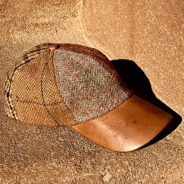 SOLD VINTAGE WOOL TWEED & LEATHER BASEBALL CAP