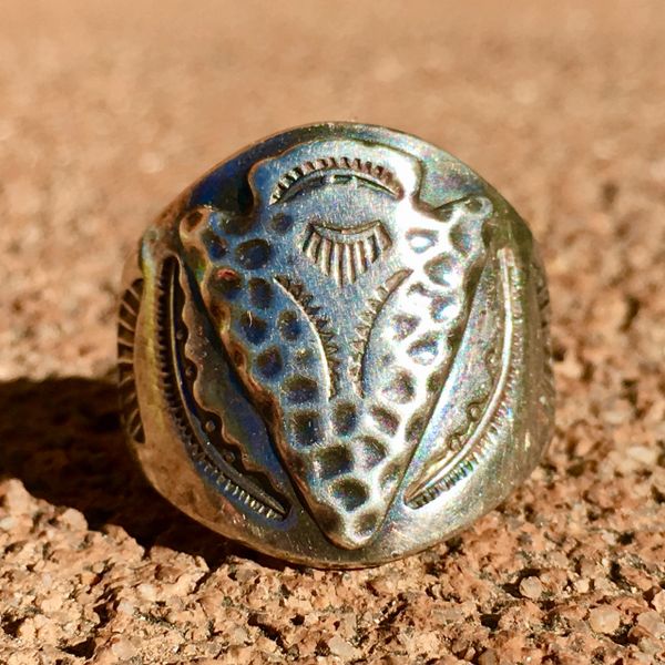 SOLD 1940s ARROWHEAD STAMPED SILVER CIGAR BAND RING