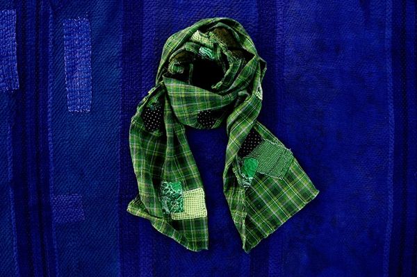 SOLD PATCHWORK BORO GREEN PLAID SCARF