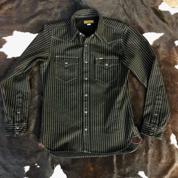 SOLD IRON HEART JAPAN BLACK WABASH DENIM WESTERN SHIRT JACKET