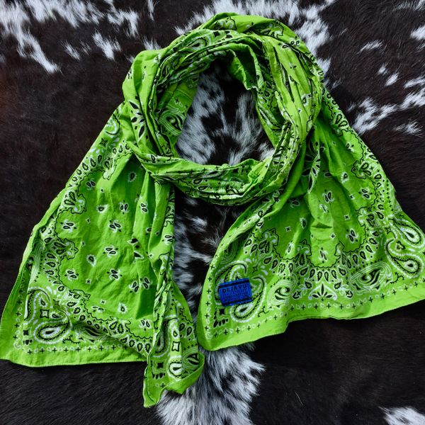 DARK YELLOW GREEN BANDANNA SCARF