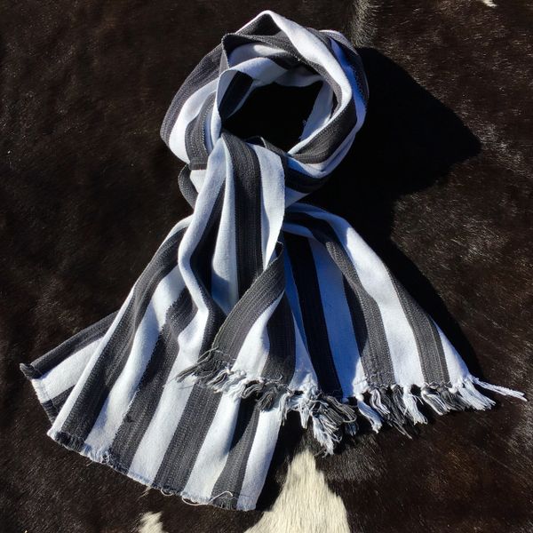 1800s KOBA TRIBAL AFRICAN BLACK & WHITE STRIPED SCARF